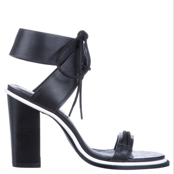 EUC Sol Sana Chuck II Heels Black Leather Strappy Block Sandals Size 38 US 7.5/8 - Picture 2 of 15